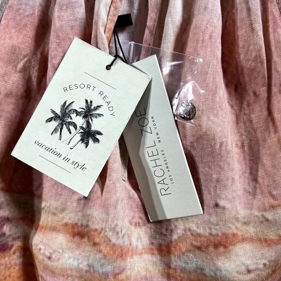 Rachel Zoe NWT Women S Linen Blend Halter Top Tropical Palm Tree Resort Vacation - Picture 11 of 15